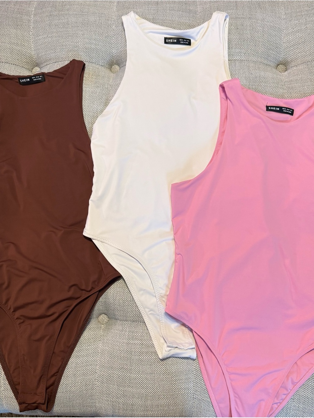 SHEIN Brown White Pink Bodysuit Set